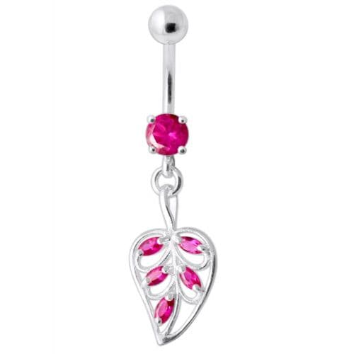 Jeweled Leaf Navel Belly Ring - Monster Piercing