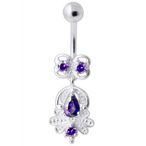 Fancy Sterling Silver Jeweled Navel Banana - Monster Piercing