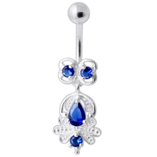 Fancy Sterling Silver Jeweled Navel Banana - Monster Piercing