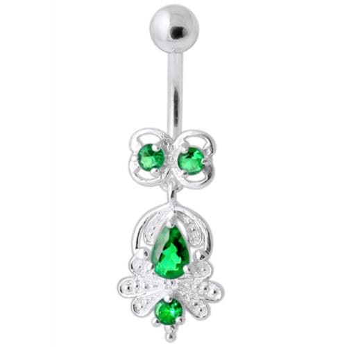 Fancy Sterling Silver Jeweled Navel Banana - Monster Piercing