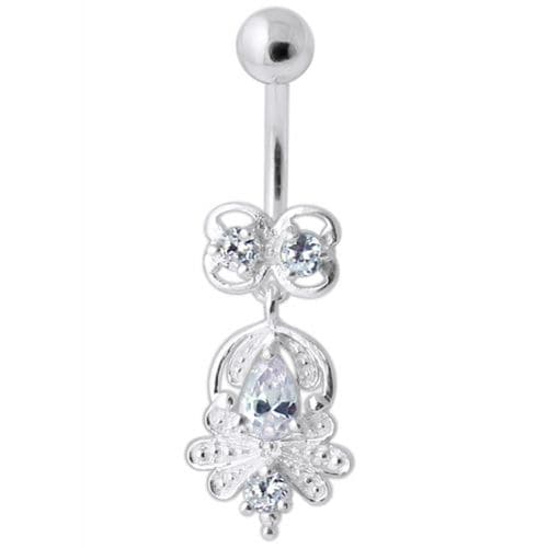 Fancy Sterling Silver Jeweled Navel Banana - Monster Piercing