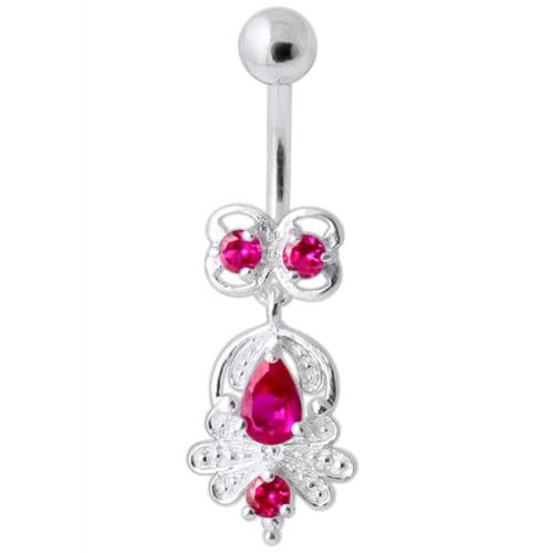 Fancy Sterling Silver Jeweled Navel Banana - Monster Piercing