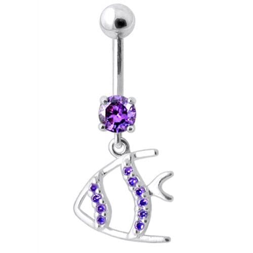 Jeweled Fish Dangling Navel Ring - Monster Piercing