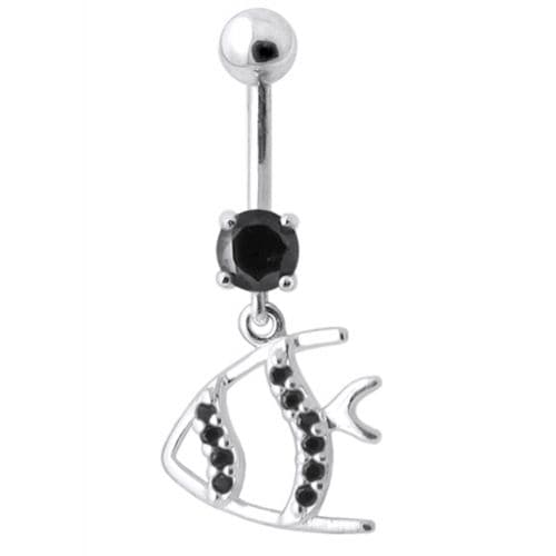 Jeweled Fish Dangling Navel Ring - Monster Piercing