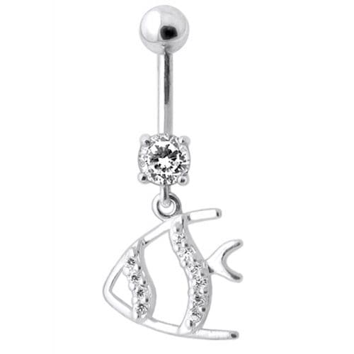 Jeweled Fish Dangling Navel Ring - Monster Piercing