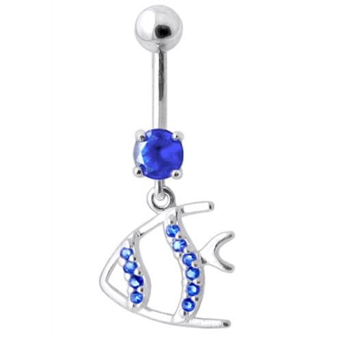 Jeweled Fish Dangling Navel Ring - Monster Piercing