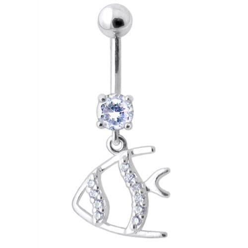 Jeweled Fish Dangling Navel Ring - Monster Piercing