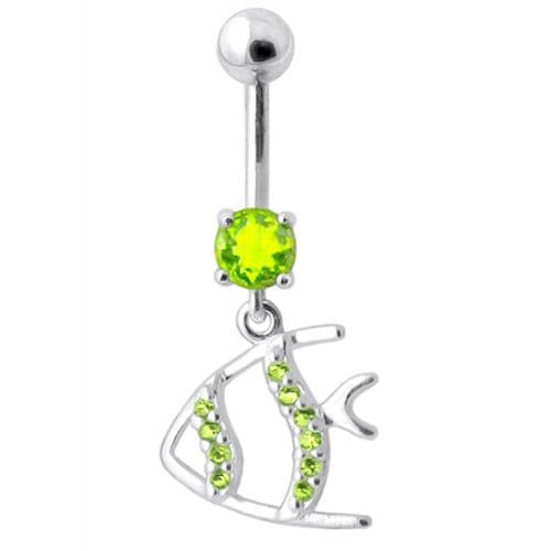 Jeweled Fish Dangling Navel Ring - Monster Piercing