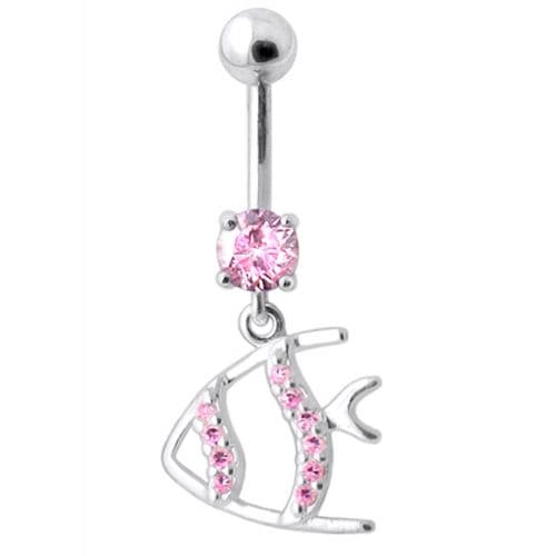 Jeweled Fish Dangling Navel Ring - Monster Piercing