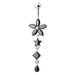 Flower Stone Studded Jeweled Flower Navel Ring - Monster Piercing