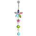 Flower Stone Studded Jeweled Flower Navel Ring - Monster Piercing