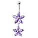 Jeweled Multi Flower Silver Dangling Belly Button Ring - Monster Piercing