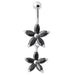 Jeweled Multi Flower Silver Dangling Belly Button Ring - Monster Piercing