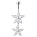 Jeweled Multi Flower Silver Dangling Belly Button Ring - Monster Piercing