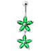 Jeweled Multi Flower Silver Dangling Belly Button Ring - Monster Piercing