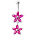 Jeweled Multi Flower Silver Dangling Belly Button Ring - Monster Piercing