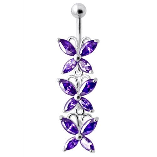 Top Quality Stone Fancy Jeweled Dangling Belly Ring - Monster Piercing