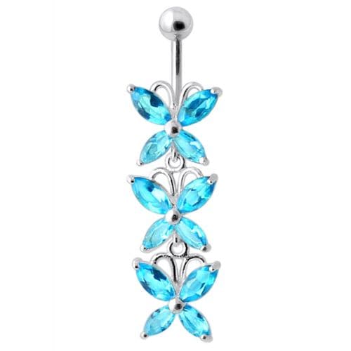 Top Quality Stone Fancy Jeweled Dangling Belly Ring - Monster Piercing