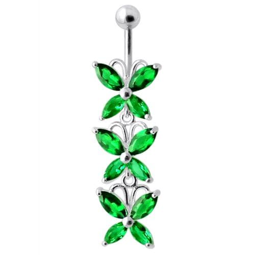 Top Quality Stone Fancy Jeweled Dangling Belly Ring - Monster Piercing