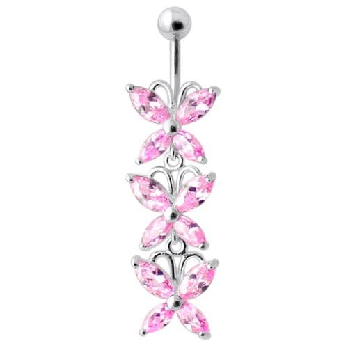 Top Quality Stone Fancy Jeweled Dangling Belly Ring - Monster Piercing