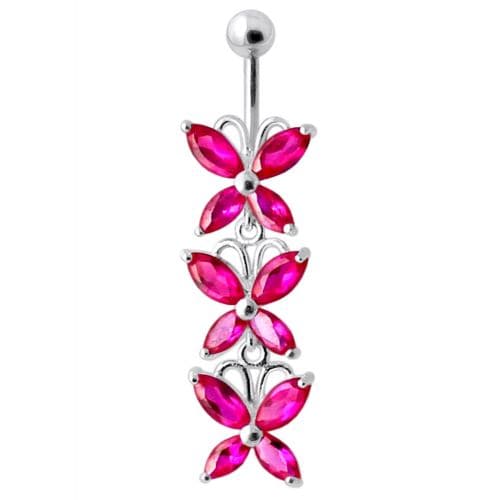 Top Quality Stone Fancy Jeweled Dangling Belly Ring - Monster Piercing