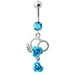 Fancy Silver Jeweled Dangling Navel Ring - Monster Piercing