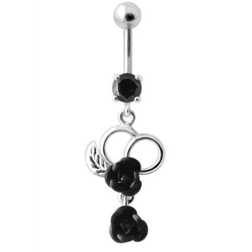 Fancy Silver Jeweled Dangling Navel Ring - Monster Piercing