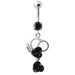 Fancy Silver Jeweled Dangling Navel Ring - Monster Piercing