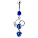 Fancy Silver Jeweled Dangling Navel Ring - Monster Piercing