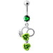 Fancy Silver Jeweled Dangling Navel Ring - Monster Piercing