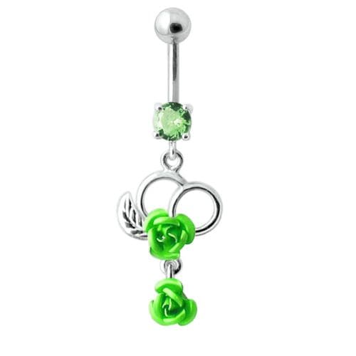 Fancy Silver Jeweled Dangling Navel Ring - Monster Piercing