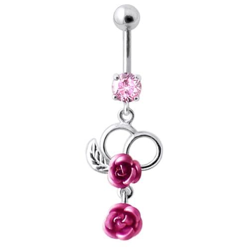 Fancy Silver Jeweled Dangling Navel Ring - Monster Piercing