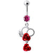 Fancy Silver Jeweled Dangling Navel Ring - Monster Piercing