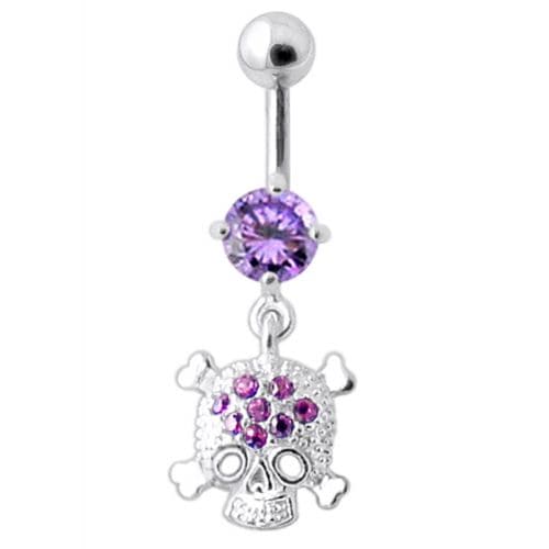 Jeweled Skull Navel Belly Ring - Monster Piercing