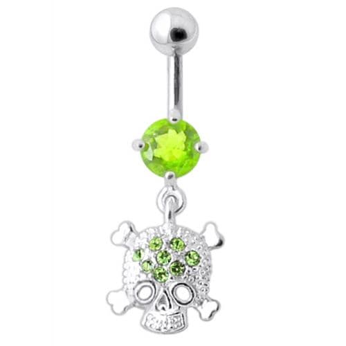 Jeweled Skull Navel Belly Ring - Monster Piercing