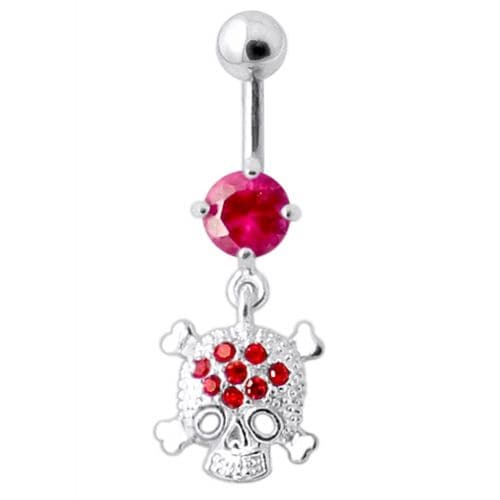 Jeweled Skull Navel Belly Ring - Monster Piercing