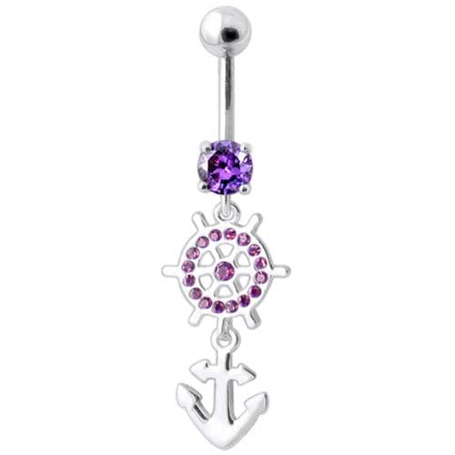 Ship Helm with Anchor Navel Belly Ring - Monster Piercing