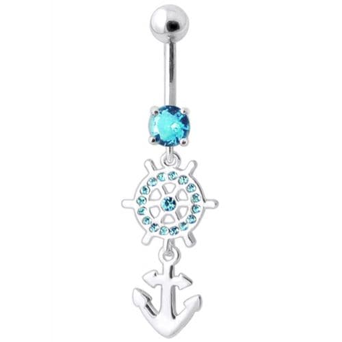 Ship Helm with Anchor Navel Belly Ring - Monster Piercing