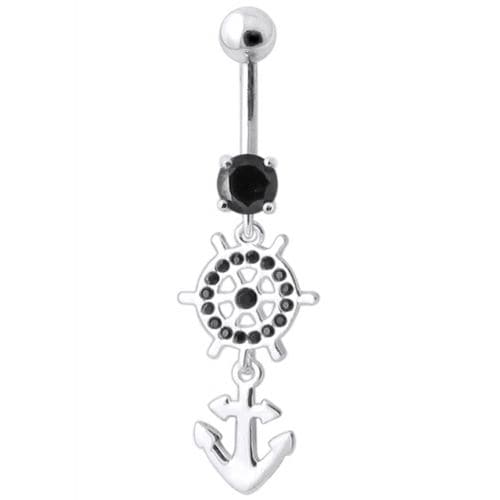 Ship Helm with Anchor Navel Belly Ring - Monster Piercing