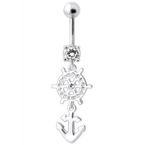 Ship Helm with Anchor Navel Belly Ring - Monster Piercing