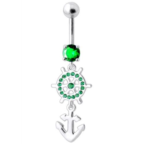 Ship Helm with Anchor Navel Belly Ring - Monster Piercing