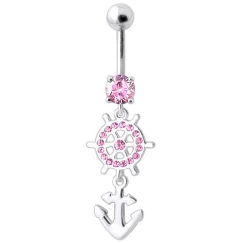 Ship Helm with Anchor Navel Belly Ring - Monster Piercing