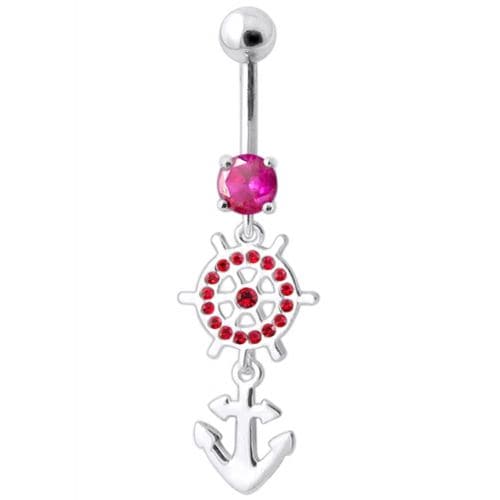 Ship Helm with Anchor Navel Belly Ring - Monster Piercing