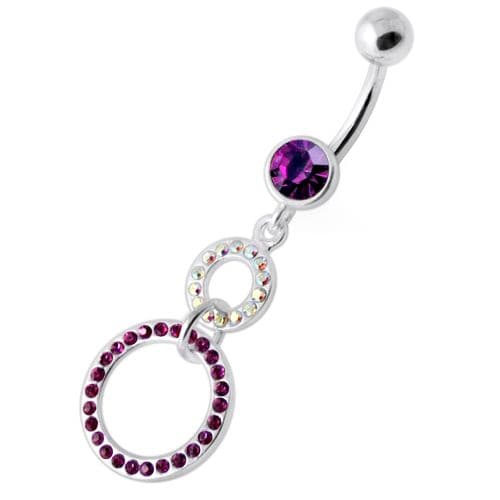 Dangling Jeweled Round Hangings Belly Bar - Monster Piercing