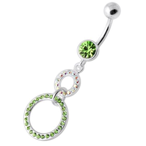 Dangling Jeweled Round Hangings Belly Bar - Monster Piercing