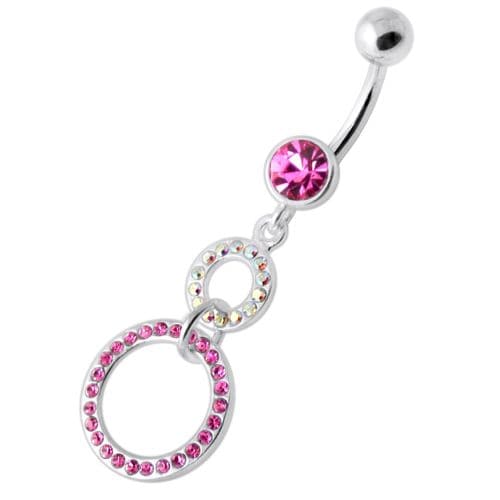 Dangling Jeweled Round Hangings Belly Bar - Monster Piercing