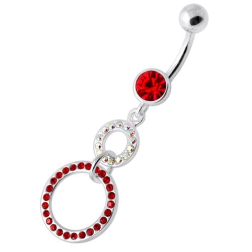 Dangling Jeweled Round Hangings Belly Bar - Monster Piercing