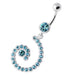 Jeweled Spiral Silver Navel Belly Ring - Monster Piercing