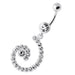 Jeweled Spiral Silver Navel Belly Ring - Monster Piercing