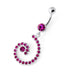 Jeweled Spiral Silver Navel Belly Ring - Monster Piercing